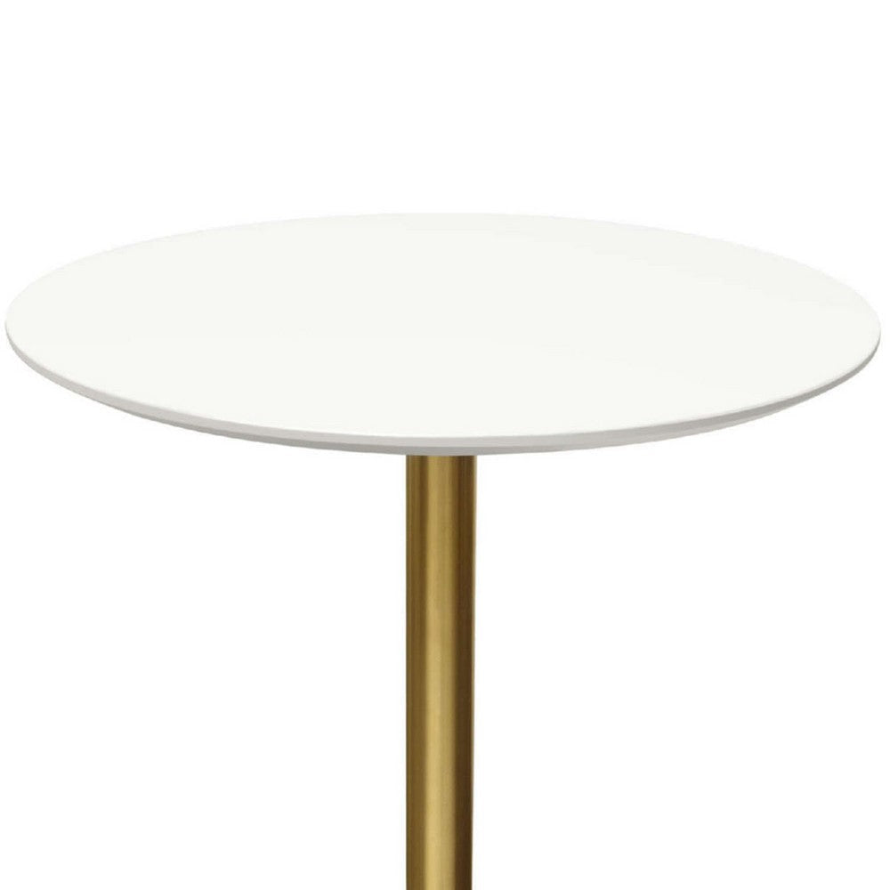 Rely Bar Height Table | 36’’ Round White Lacquer Top | Gold Base BM338838
