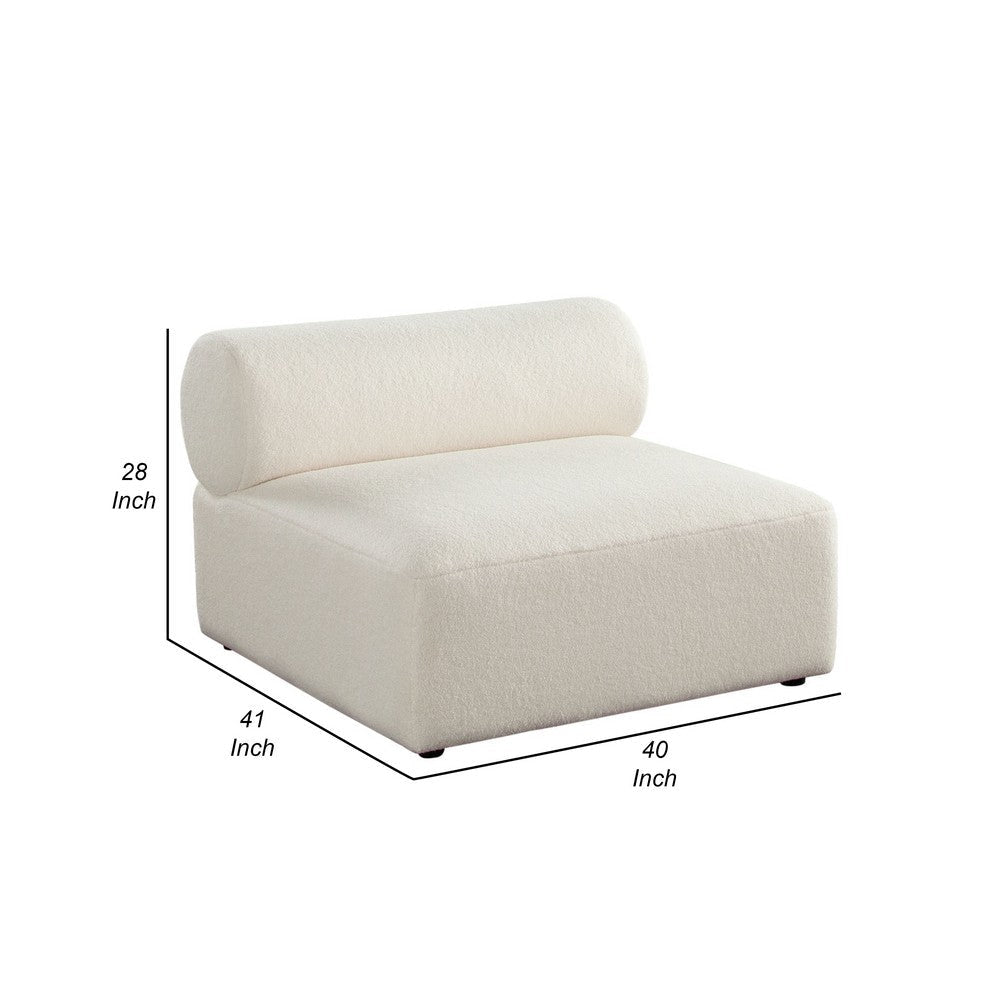 Zey Modular Armless Chair with Low Back | Ivory Sherpa Fabric BM338839