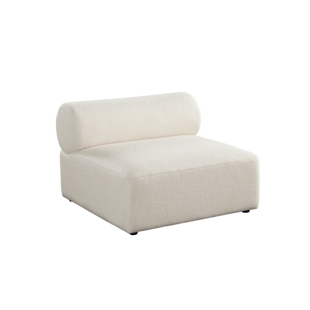 Zey Modular Armless Chair with Low Back | Ivory Sherpa Fabric