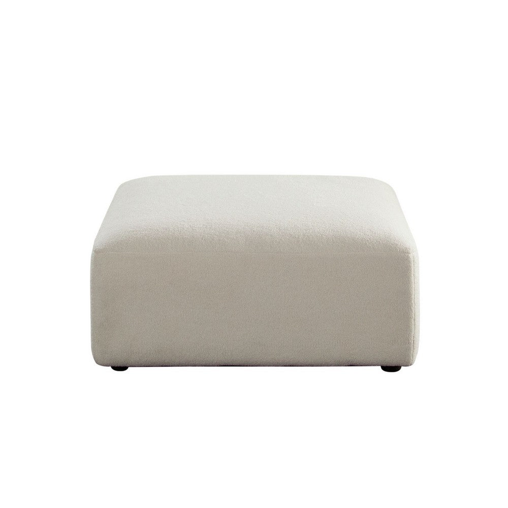 Zey Modular Ottoman | 37" Square | Ivory Sherpa Fabric