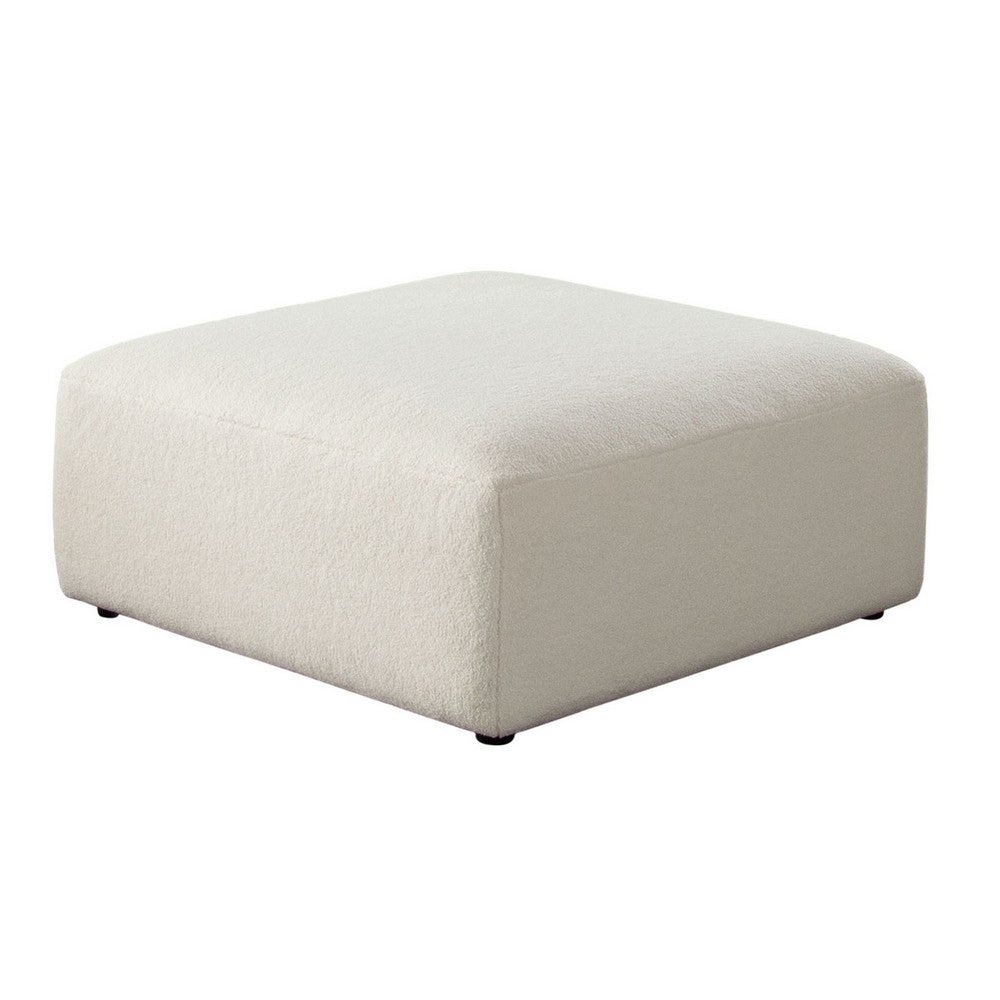 Zey Modular Ottoman | 37" Square | Ivory Sherpa Fabric