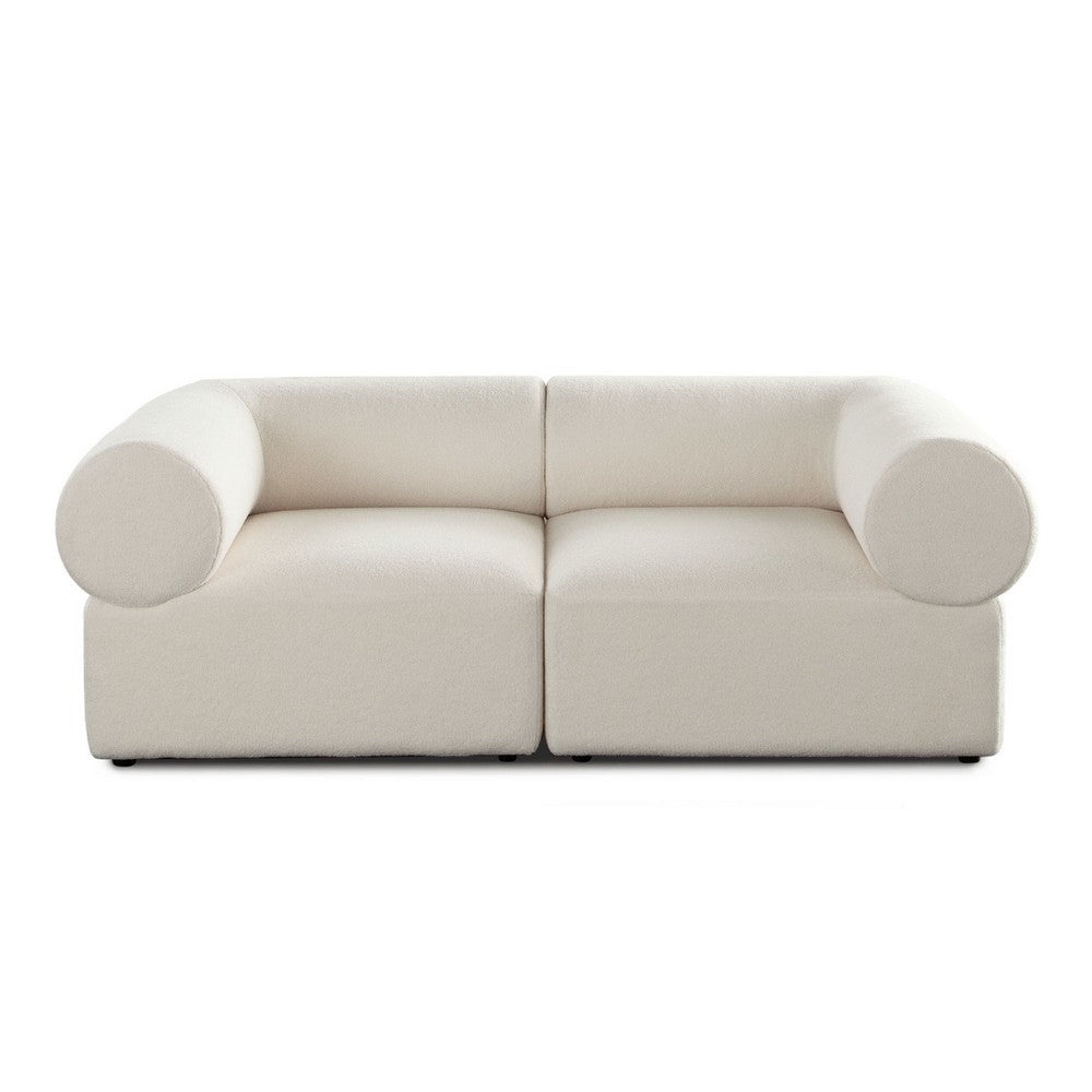 Zey 2pc Modular Corner Chair Set | Low Profile Back | Ivory Sherpa 80’’ BM338841