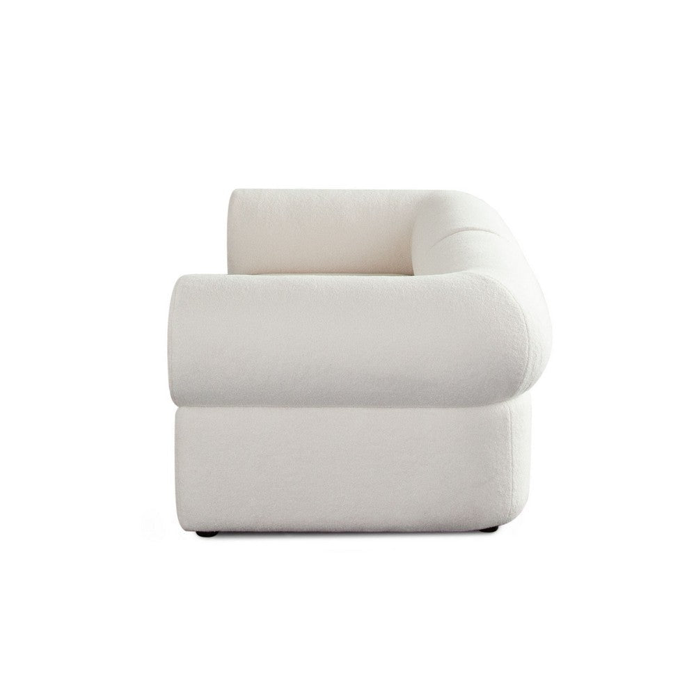 Zey 2pc Modular Corner Chair Set | Low Profile Back | Ivory Sherpa 80’’ BM338841