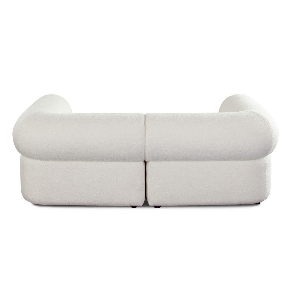 Zey 2pc Modular Corner Chair Set | Low Profile Back | Ivory Sherpa 80’’ BM338841