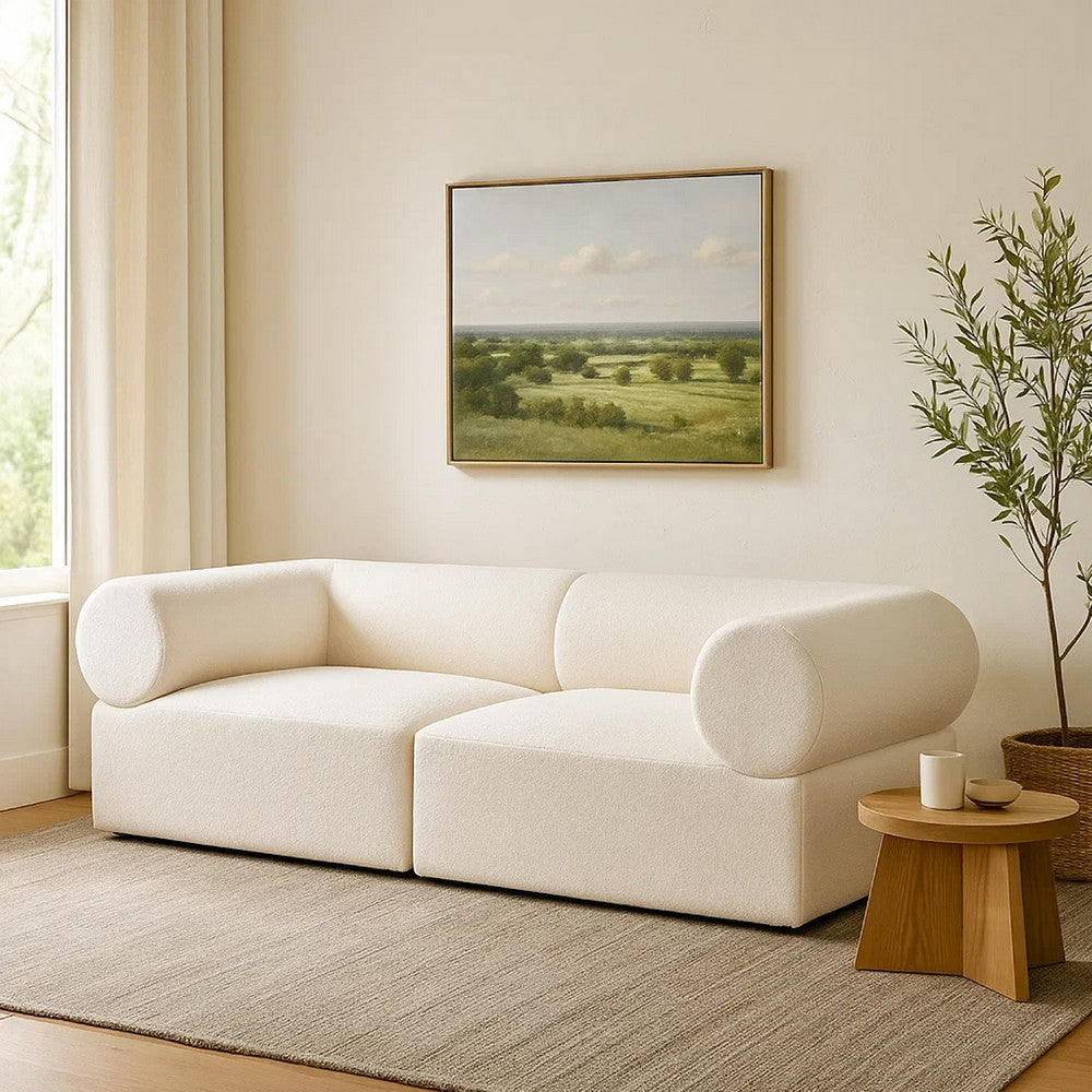 Zey 2pc Modular Corner Chair Set | Low Profile Back | Ivory Sherpa 80"