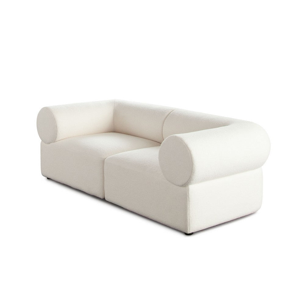 Zey 2pc Modular Corner Chair Set | Low Profile Back | Ivory Sherpa 80"