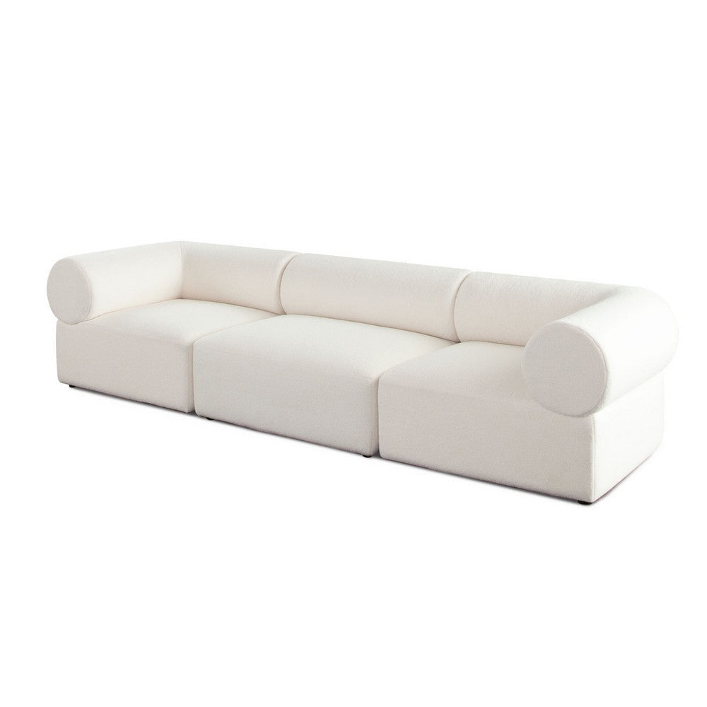 Zey 3pc Modular Sofa Set | Low Profile Back | Ivory Sherpa 120’’ BM338842
