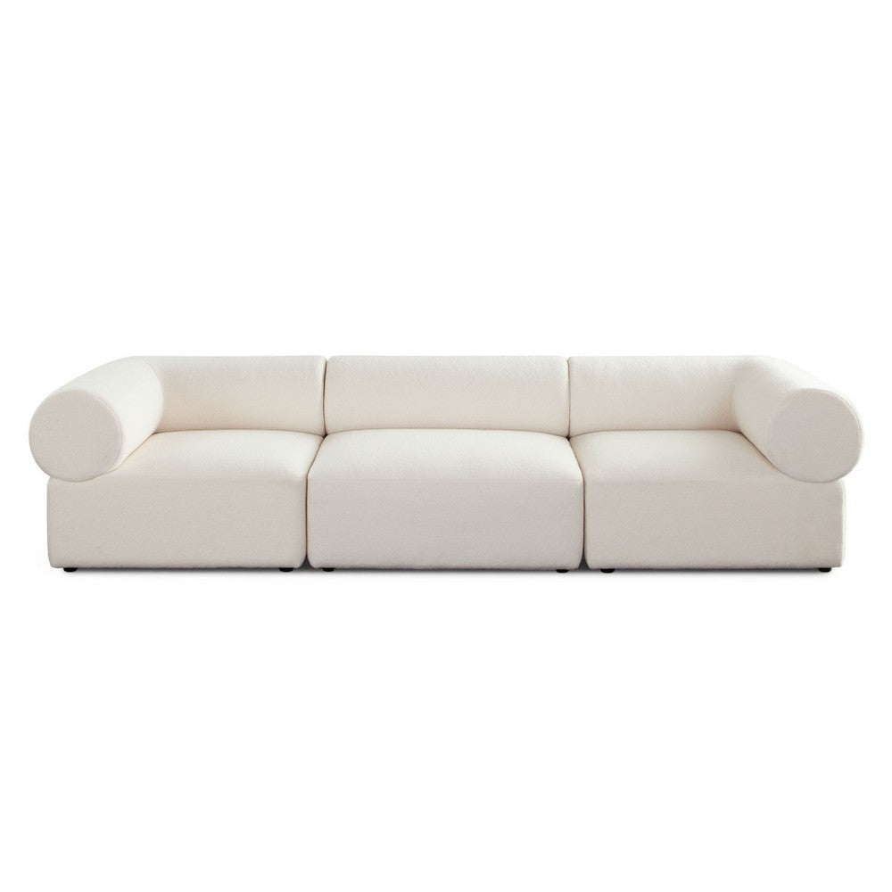 Zey 3pc Modular Sofa Set | Low Profile Back | Ivory Sherpa 120’’ BM338842