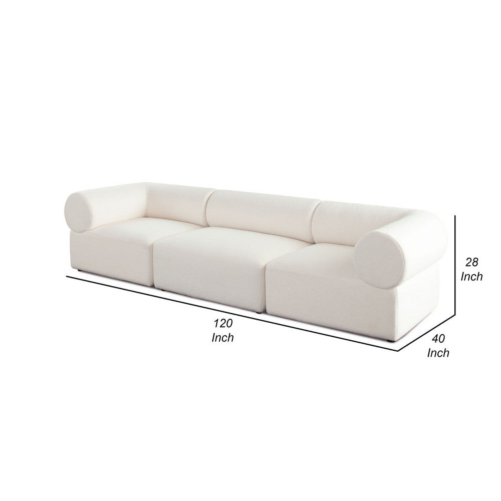 Zey 3pc Modular Sofa Set | Low Profile Back | Ivory Sherpa 120’’ BM338842