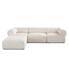 Zey 4pc Modular Sectional Sofa w/ Reversible Chaise Ottoman Set | Ivory Sherpa BM338843