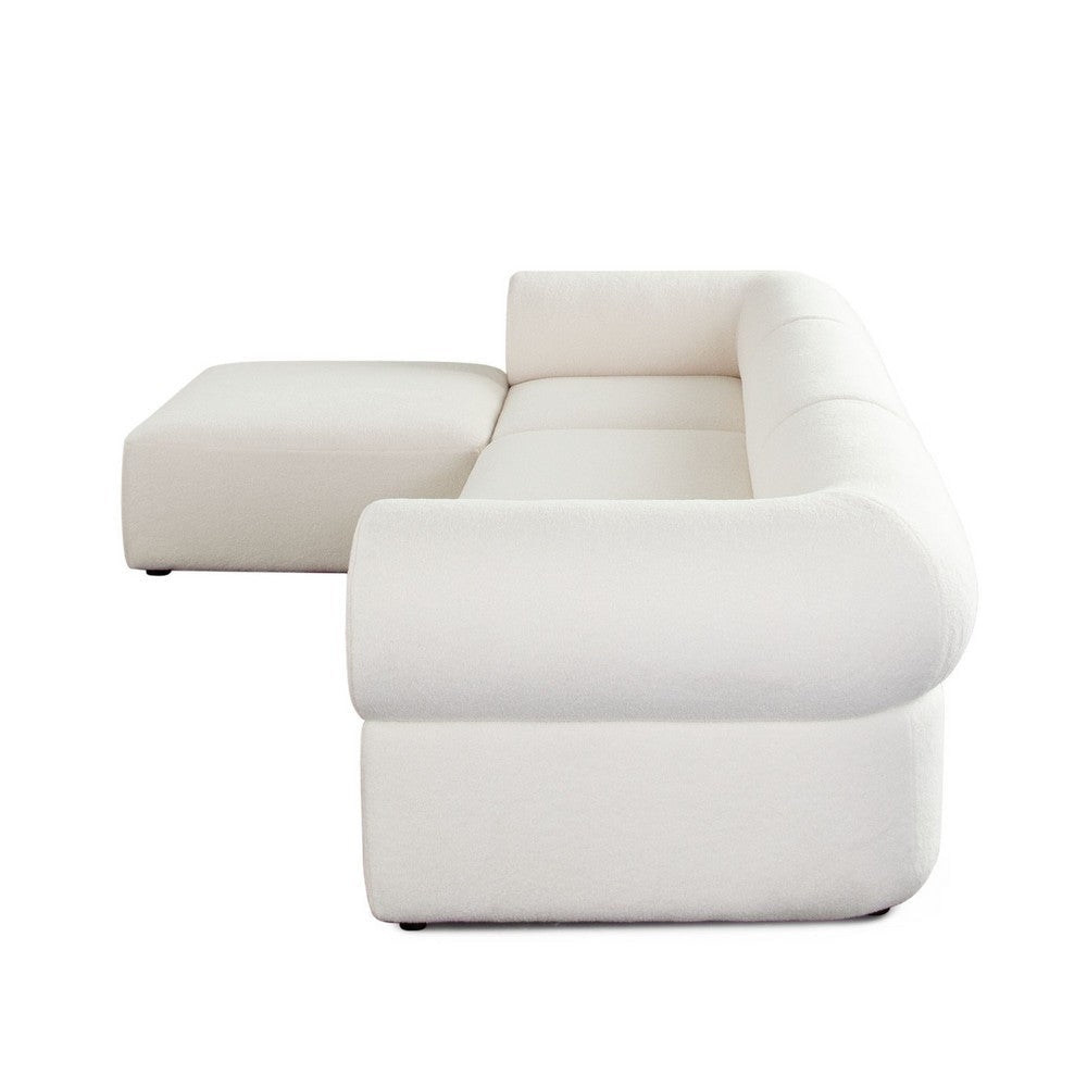 Zey 4pc Modular Sectional Sofa w/ Reversible Chaise Ottoman Set | Ivory Sherpa BM338843