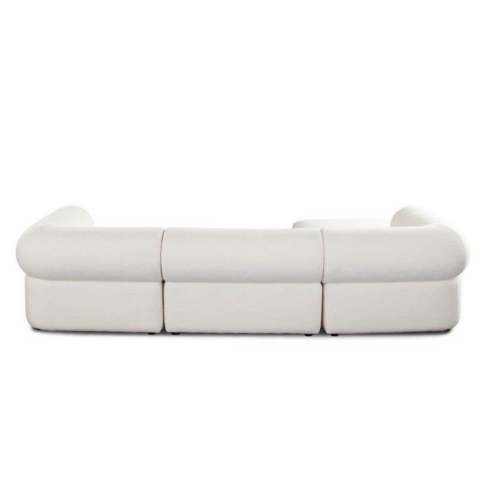 Zey 4pc Modular Sectional Sofa w/ Reversible Chaise Ottoman Set | Ivory Sherpa BM338843