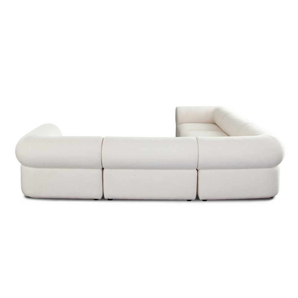Zey 5pc Modular Corner L Sectional Sofa | Ivory Sherpa Fabric | 120’’ BM338844