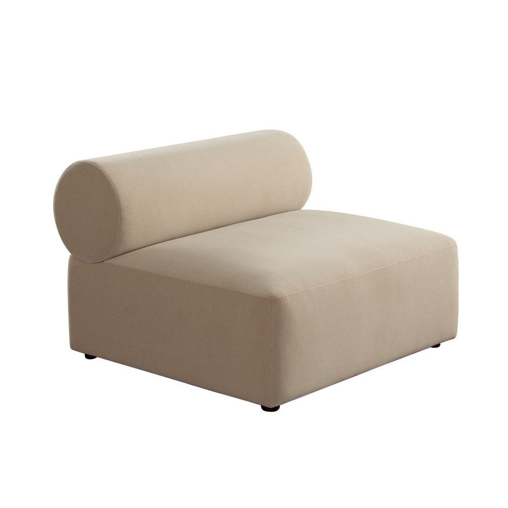 Zey Modular Armless Chair with Low Back | Light Camel Brown Velvet