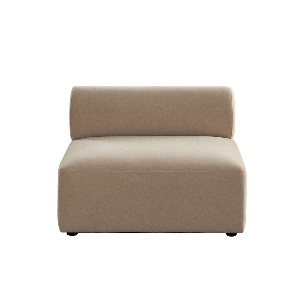 Zey Modular Armless Chair with Low Back | Light Camel Brown Velvet BM338845