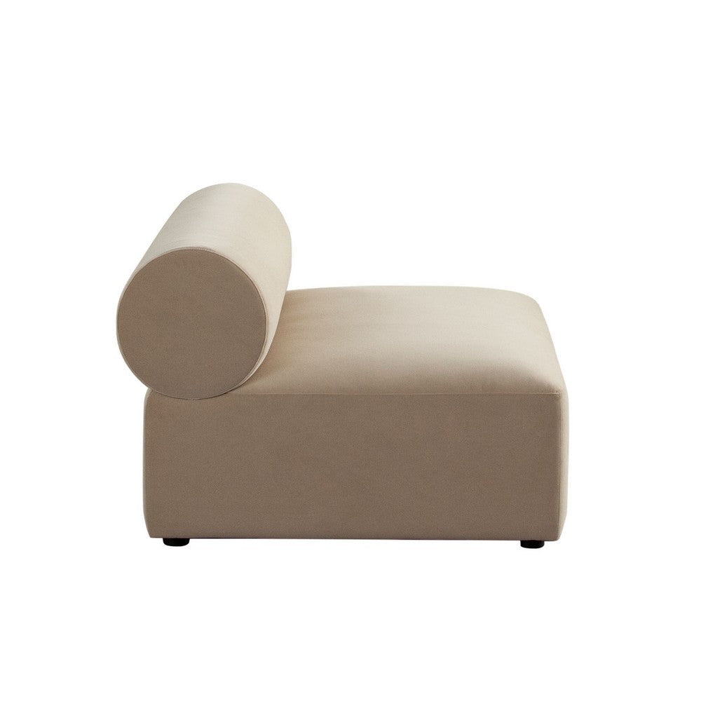 Zey Modular Armless Chair with Low Back | Light Camel Brown Velvet BM338845