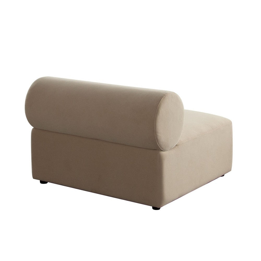 Zey Modular Armless Chair with Low Back | Light Camel Brown Velvet BM338845