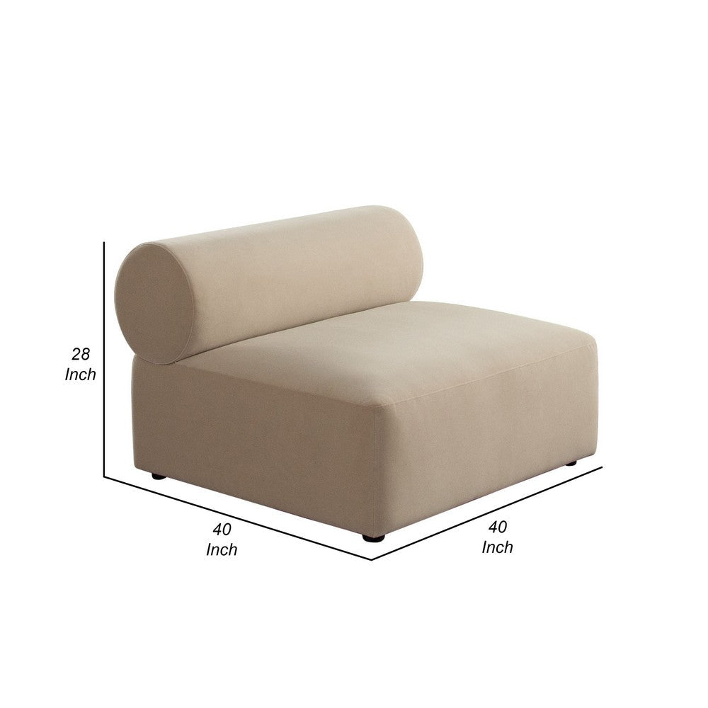 Zey Modular Armless Chair with Low Back | Light Camel Brown Velvet BM338845