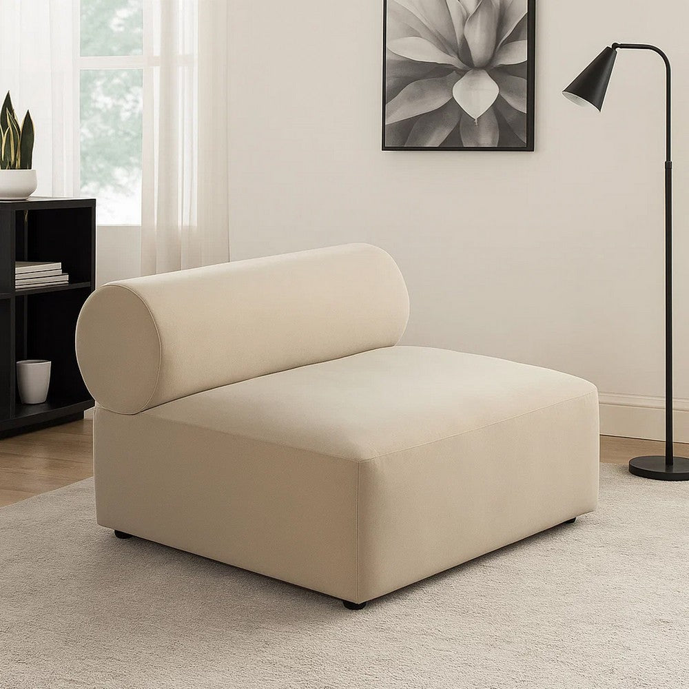 Zey Modular Armless Chair with Low Back | Light Camel Brown Velvet