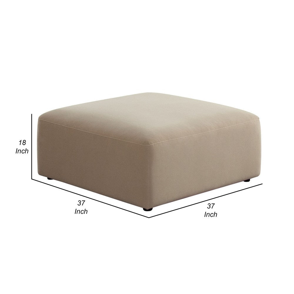 Zey Modular Ottoman | 37’’ Square | Light Camel Brown Velvet BM338846