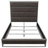 Chek Queen Size Bed | Gray Faux Leather Upholstery w Silver Metal Frame BM338852