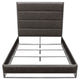 Chek Queen Size Bed | Gray Faux Leather Upholstery w Silver Metal Frame BM338852
