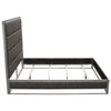 Chek Queen Size Bed | Gray Faux Leather Upholstery w Silver Metal Frame BM338852