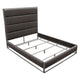 Chek Queen Size Bed | Gray Faux Leather Upholstery w Silver Metal Frame BM338852