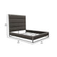 Chek Queen Size Bed | Gray Faux Leather Upholstery w Silver Metal Frame BM338852