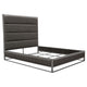 Chek Queen Size Bed | Gray Faux Leather Upholstery w Silver Metal Frame BM338852