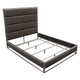 Chek King Size Bed | Gray Faux Leather Upholstery w Silver Metal Frame BM338853