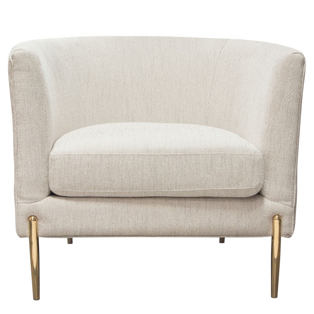 Meny Modern Accent Armchair | Light Cream Textured Fabric | Gold Metal BM338855