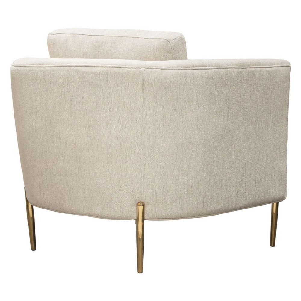 Meny Modern Accent Armchair | Light Cream Textured Fabric | Gold Metal BM338855