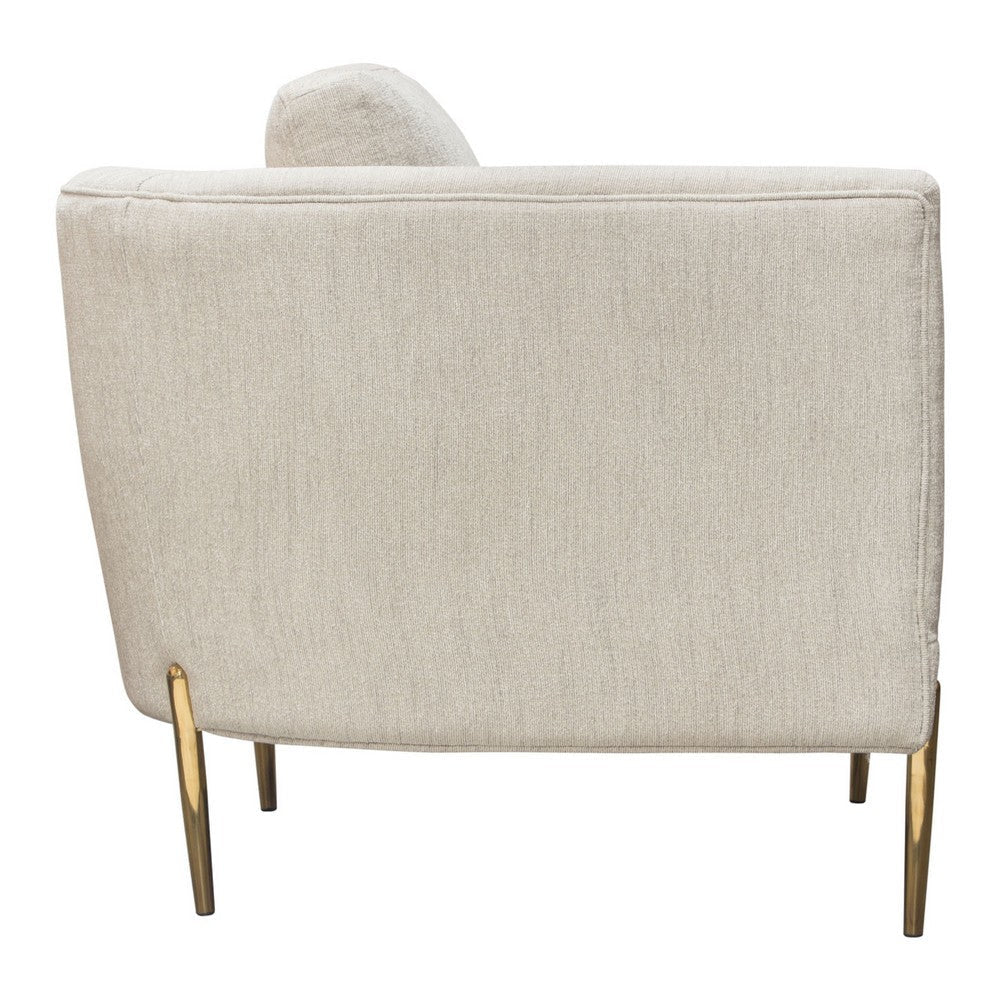 Meny Modern Accent Armchair | Light Cream Textured Fabric | Gold Metal BM338855