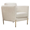 Meny Modern Accent Armchair | Light Cream Textured Fabric | Gold Metal