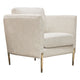 Meny Modern Accent Armchair | Light Cream Textured Fabric | Gold Metal