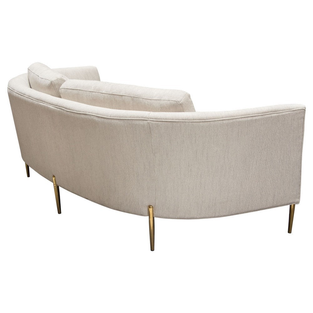 Meny Modern Sofa | Light Cream Textured Fabric | 92’’ Gold Metal BM338856