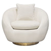 Dela Swivel Accent Chair with Pillow | Cream Velvet | Brushed Gold Base BM338857