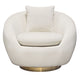 Dela Swivel Accent Chair with Pillow | Cream Velvet | Brushed Gold Base BM338857