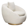 Dela Swivel Accent Chair with Pillow | Cream Velvet | Brushed Gold Base BM338857