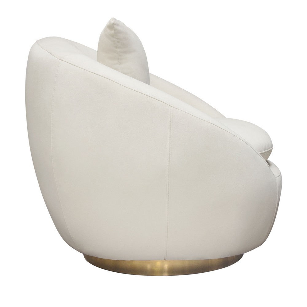 Dela Swivel Accent Chair with Pillow | Cream Velvet | Brushed Gold Base BM338857
