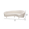 Dela Contoured Sofa in Contemporary Cream Velvet | Gold Metal Legs 100’’ BM338858