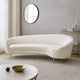 Dela Contoured Sofa in Contemporary Cream Velvet | Gold Metal Legs 100"