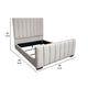Eva Queen Bed | Vertical Channel Tufted Light Gray Velvet Upholstery BM338859