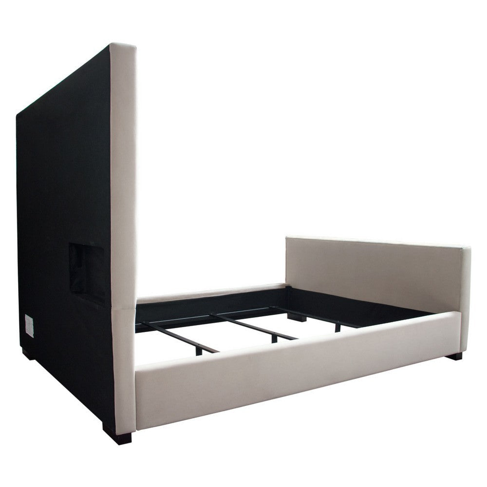 Eva King Bed | Vertical Channel Tufted Light Gray Velvet Upholstery BM338860
