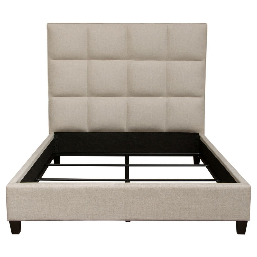 Bevy King Size Bed | Grid Tufted | Sand Brown Polyester Upholstery BM338862