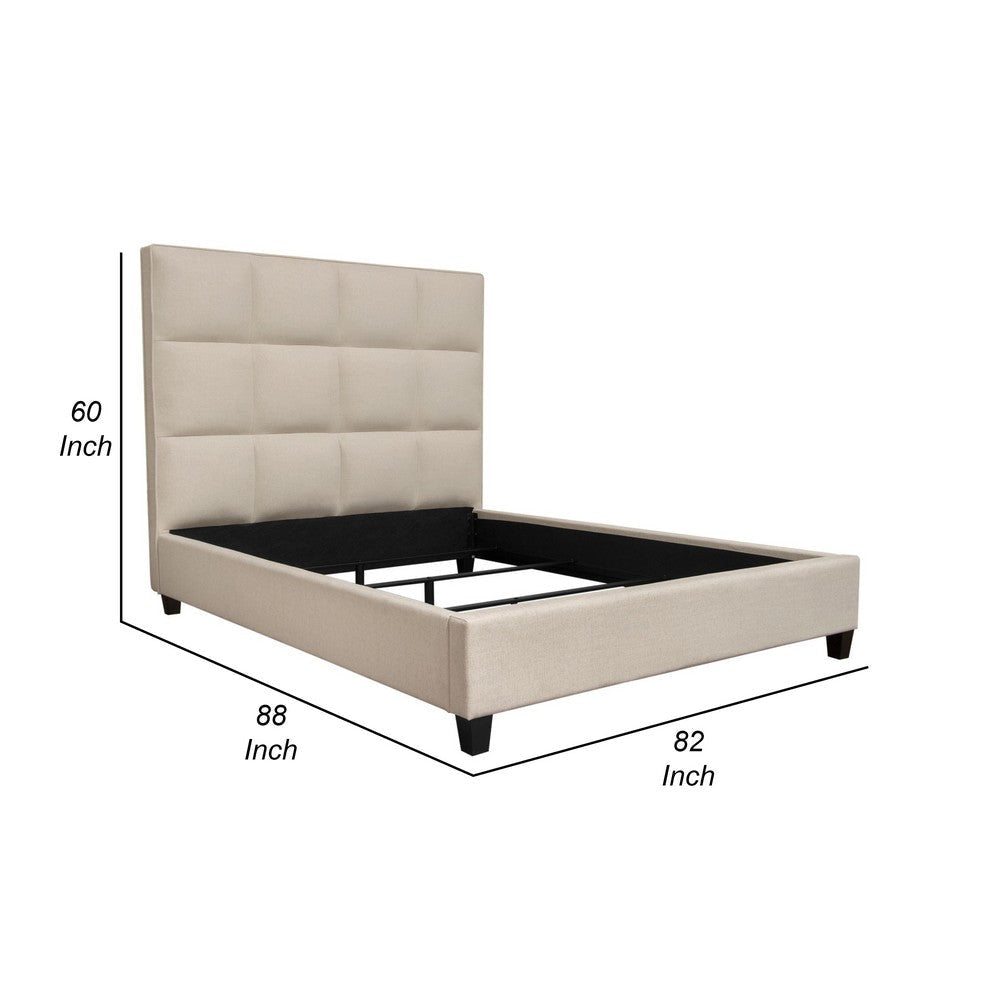 Bevy King Size Bed | Grid Tufted | Sand Brown Polyester Upholstery BM338862