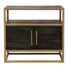 Chek 26’’ Side Table Nightstand 2 Doors 1 Shelf Dark Brown Gold Steel BM338863
