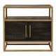 Chek 26’’ Side Table Nightstand 2 Doors 1 Shelf Dark Brown Gold Steel BM338863