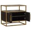 Chek 26’’ Side Table Nightstand 2 Doors 1 Shelf Dark Brown Gold Steel BM338863
